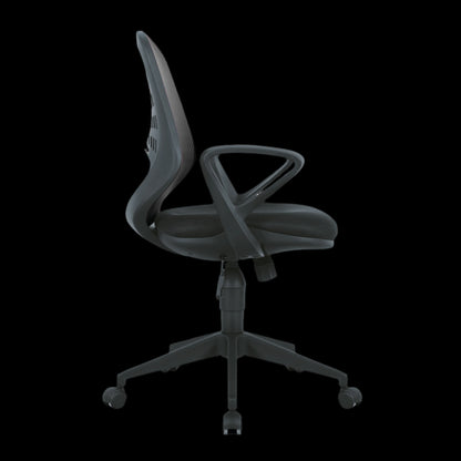 Gray office chair on a black background