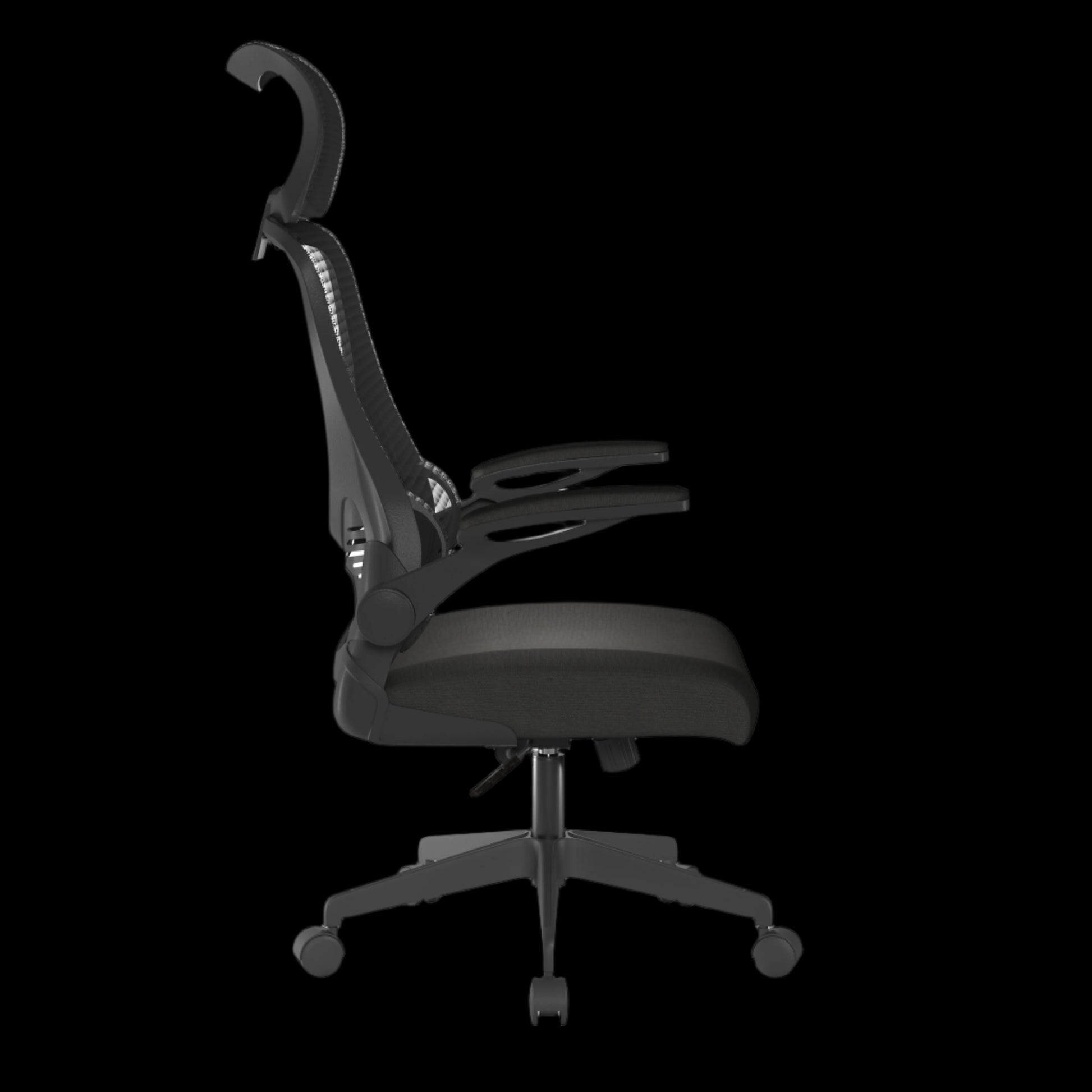 black office chair with a black background