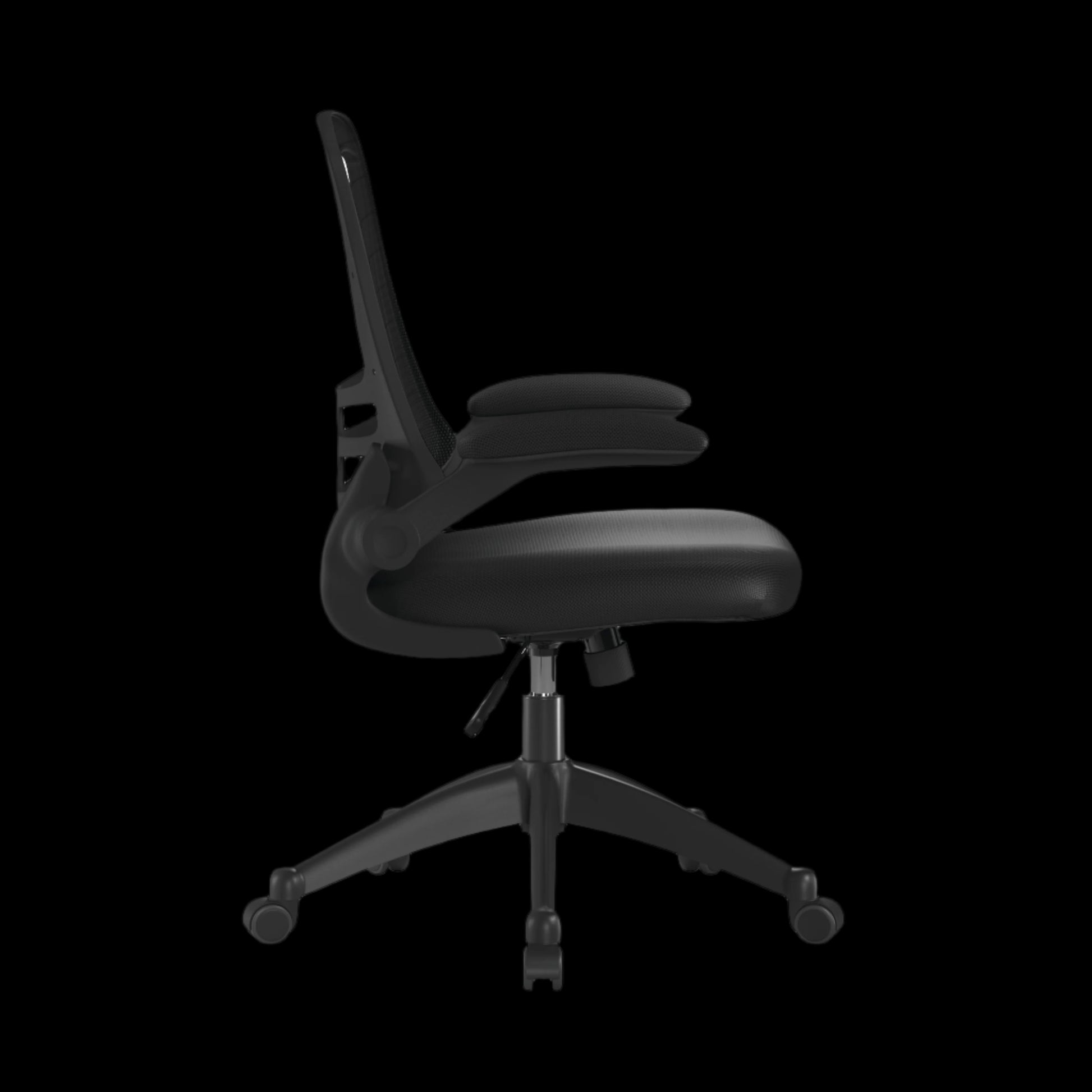 Black office chair on a black background
