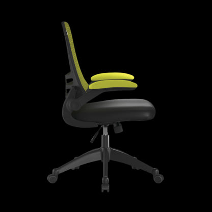Black and green office chair on a black background