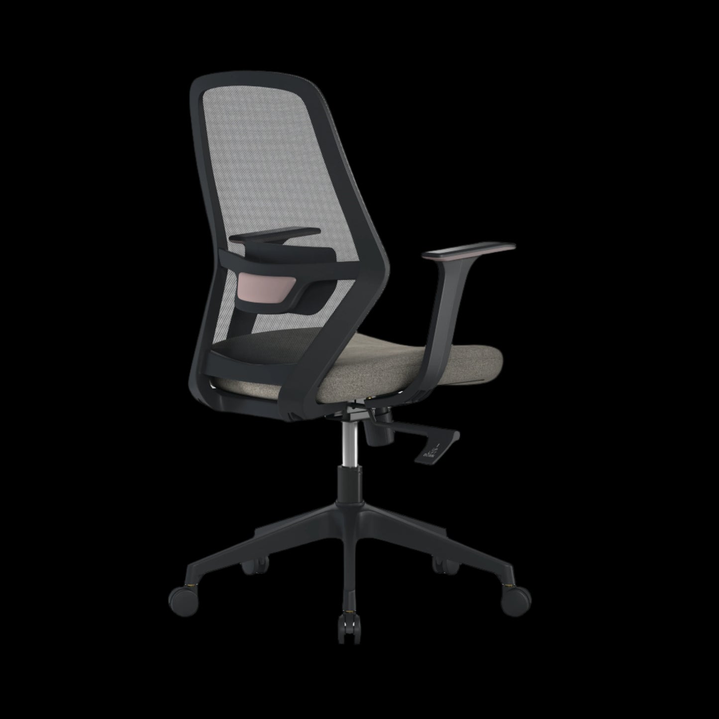 Ergonomic office chair with mesh backrest on a black background