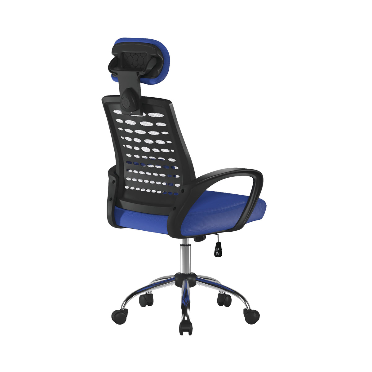 Sigma Mesh Chair in Blue, rear three-quarter view