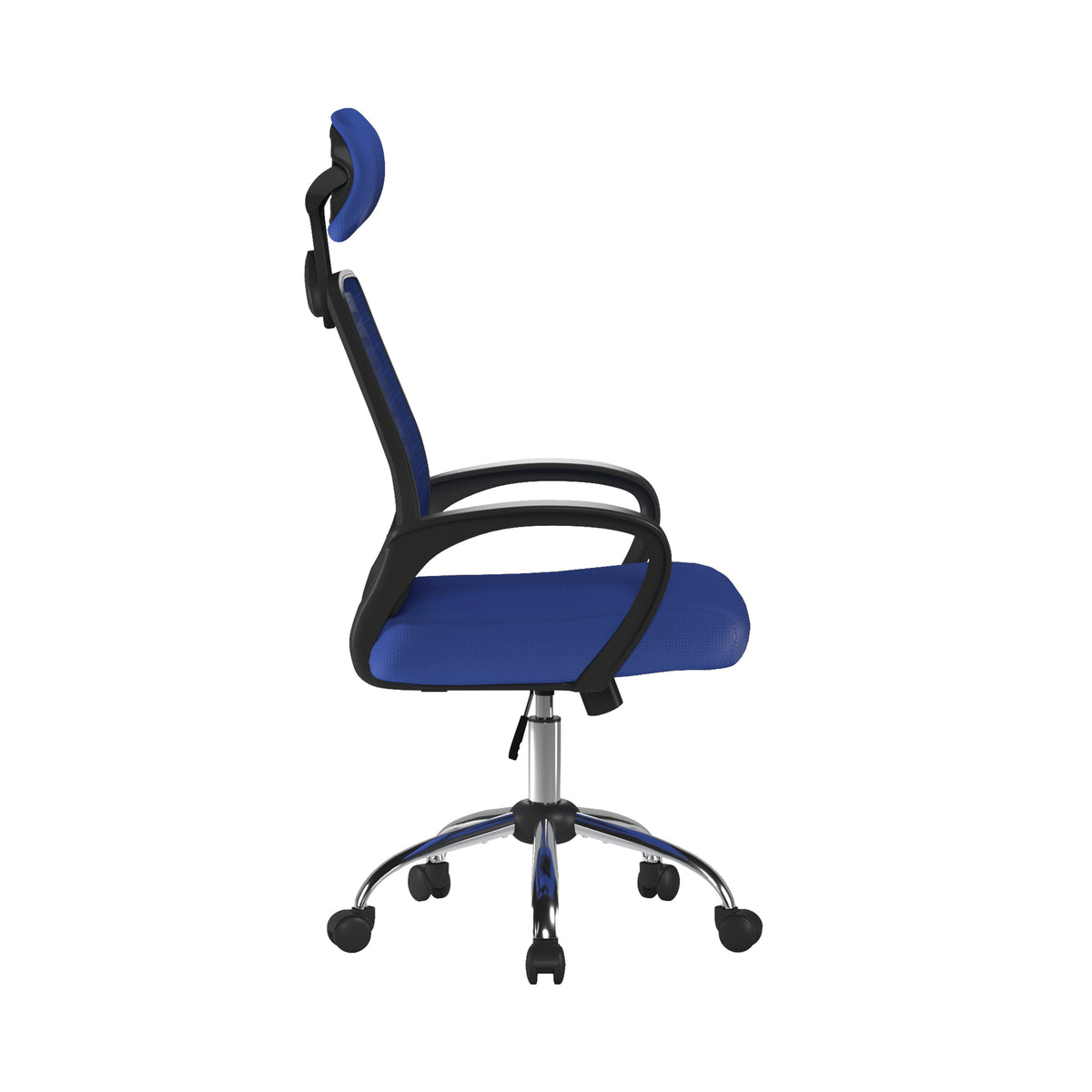 Sigma Mesh Chair in Blue, side view