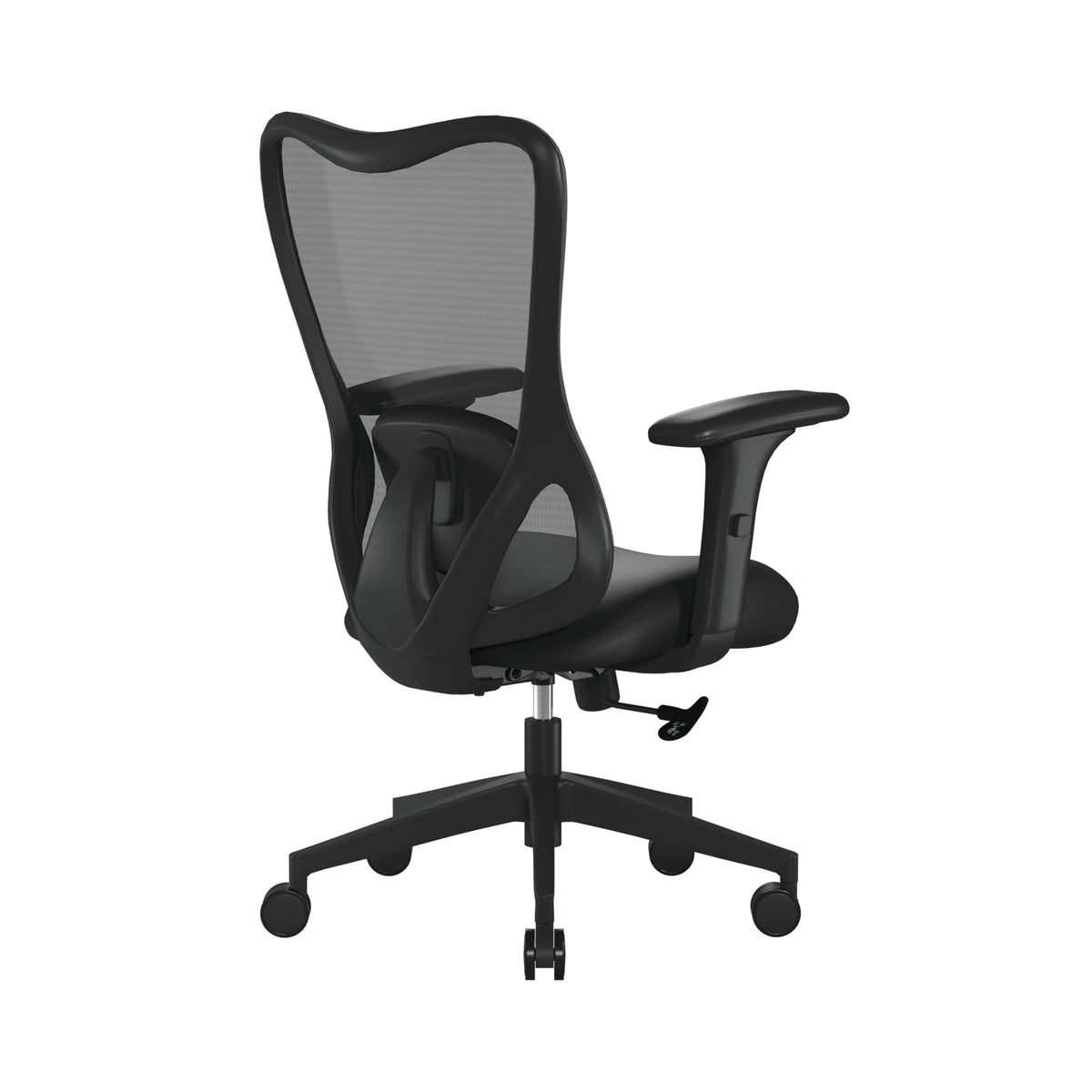 Zephyr Mesh Chair in Black, rear three-quarter view