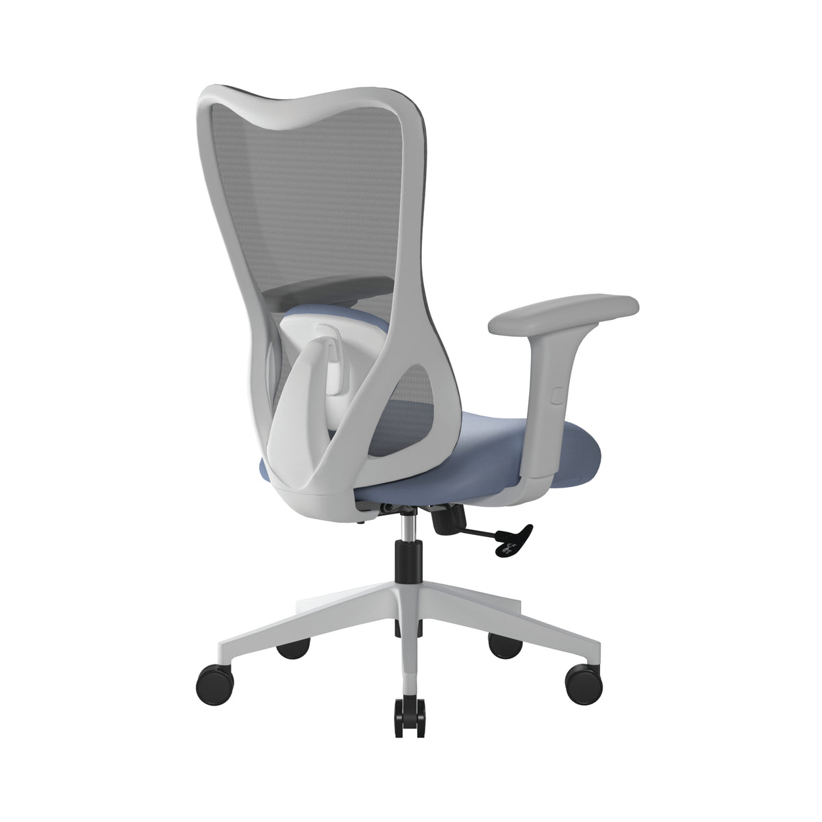 Zephyr Mesh Chair in Gray, rear three-quarter view