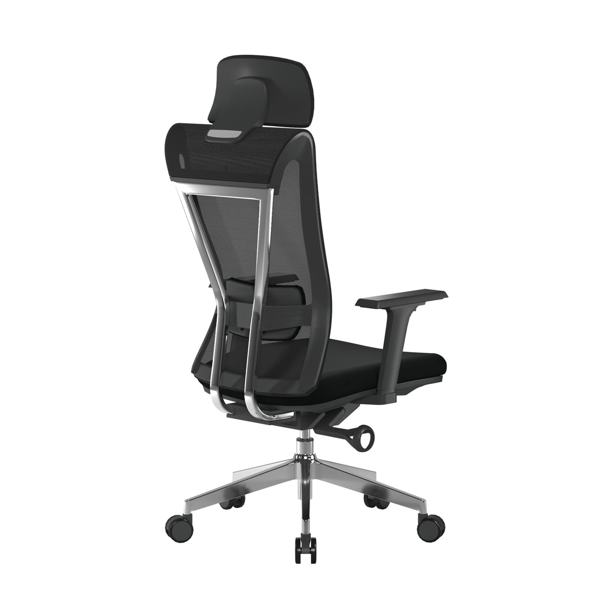 Moritz Mesh Chair in Black, rear three-quarter view