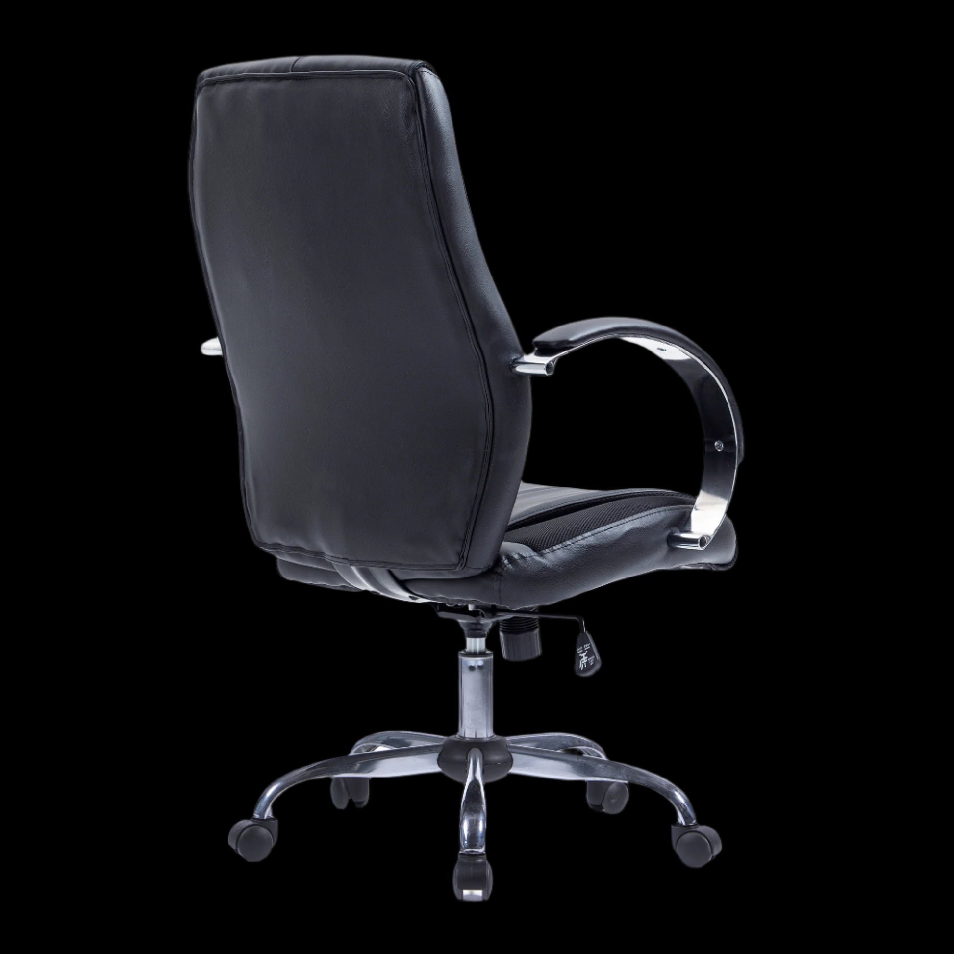 Black office chair with a black background