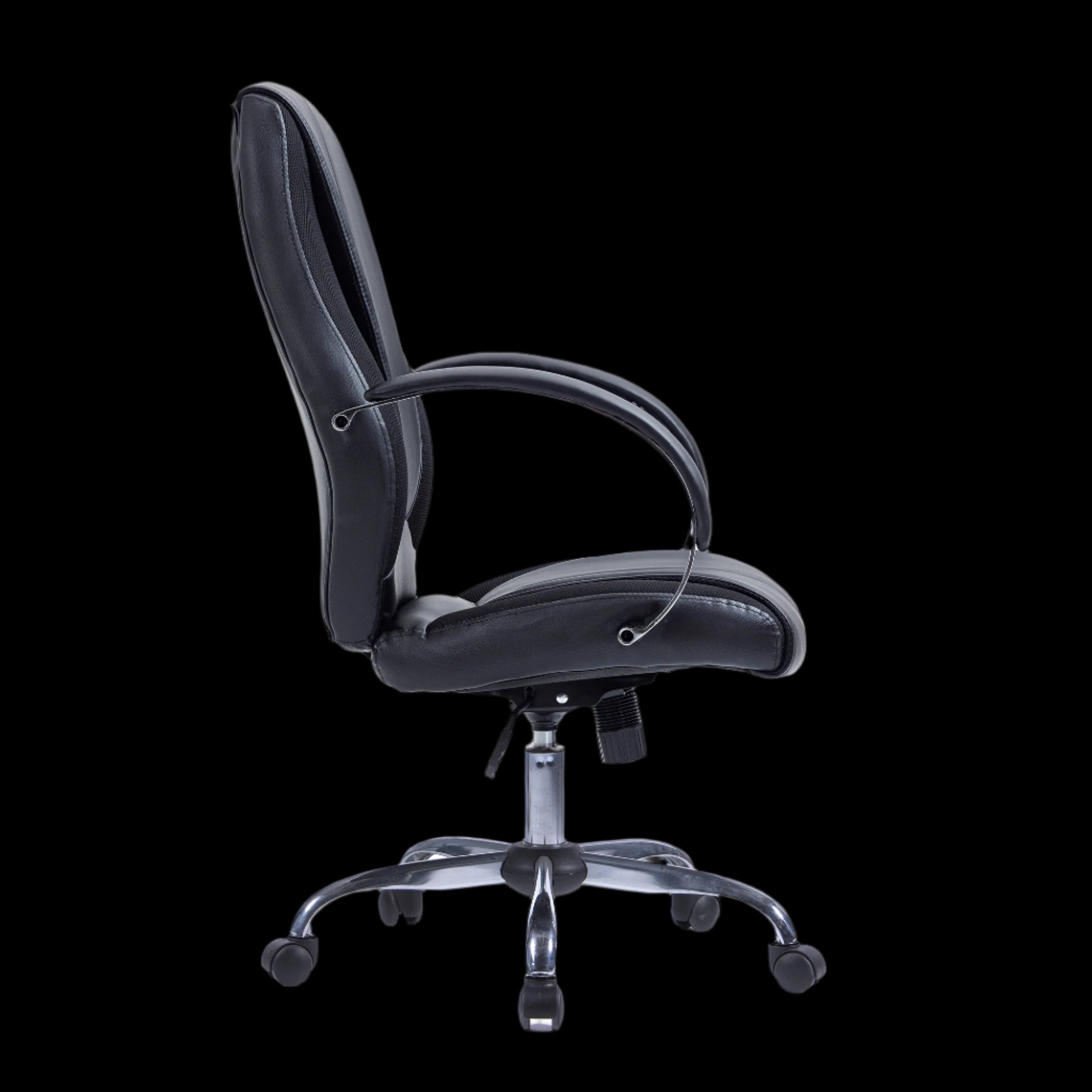 Black office chair on a black background