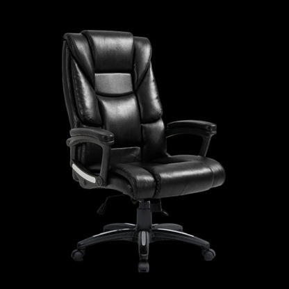 Black office chair on a black background