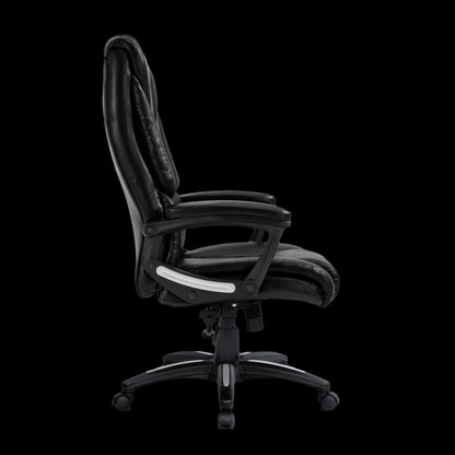 Black office chair on a black background