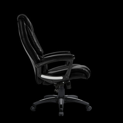 Black office chair on a black background