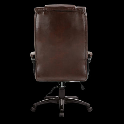 Brown leather office chair on a black  background