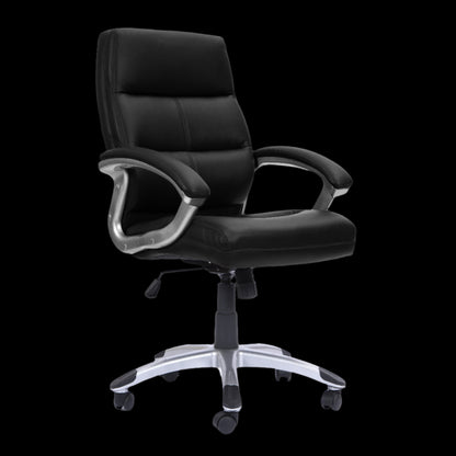 Black office chair with a black background