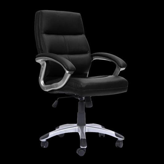 Black office chair with a black background