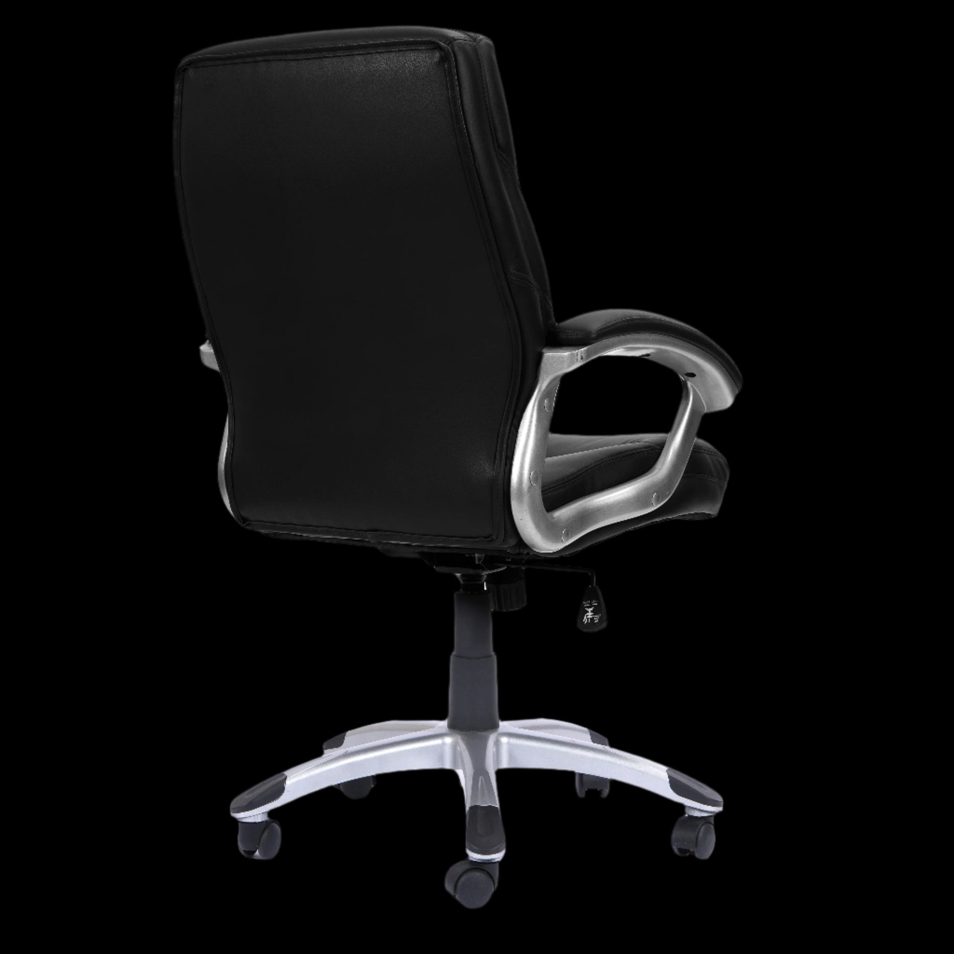 Black office chair with a black background