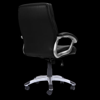 Black office chair with a black background