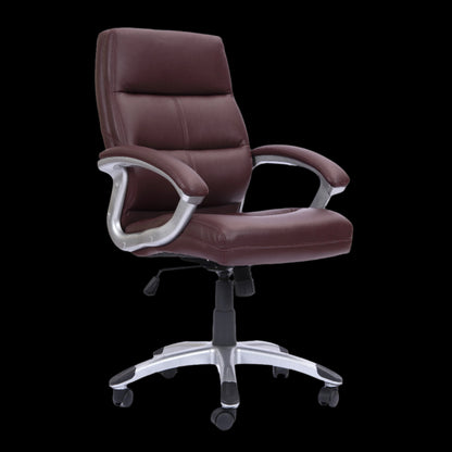 Brown office chair with a black background