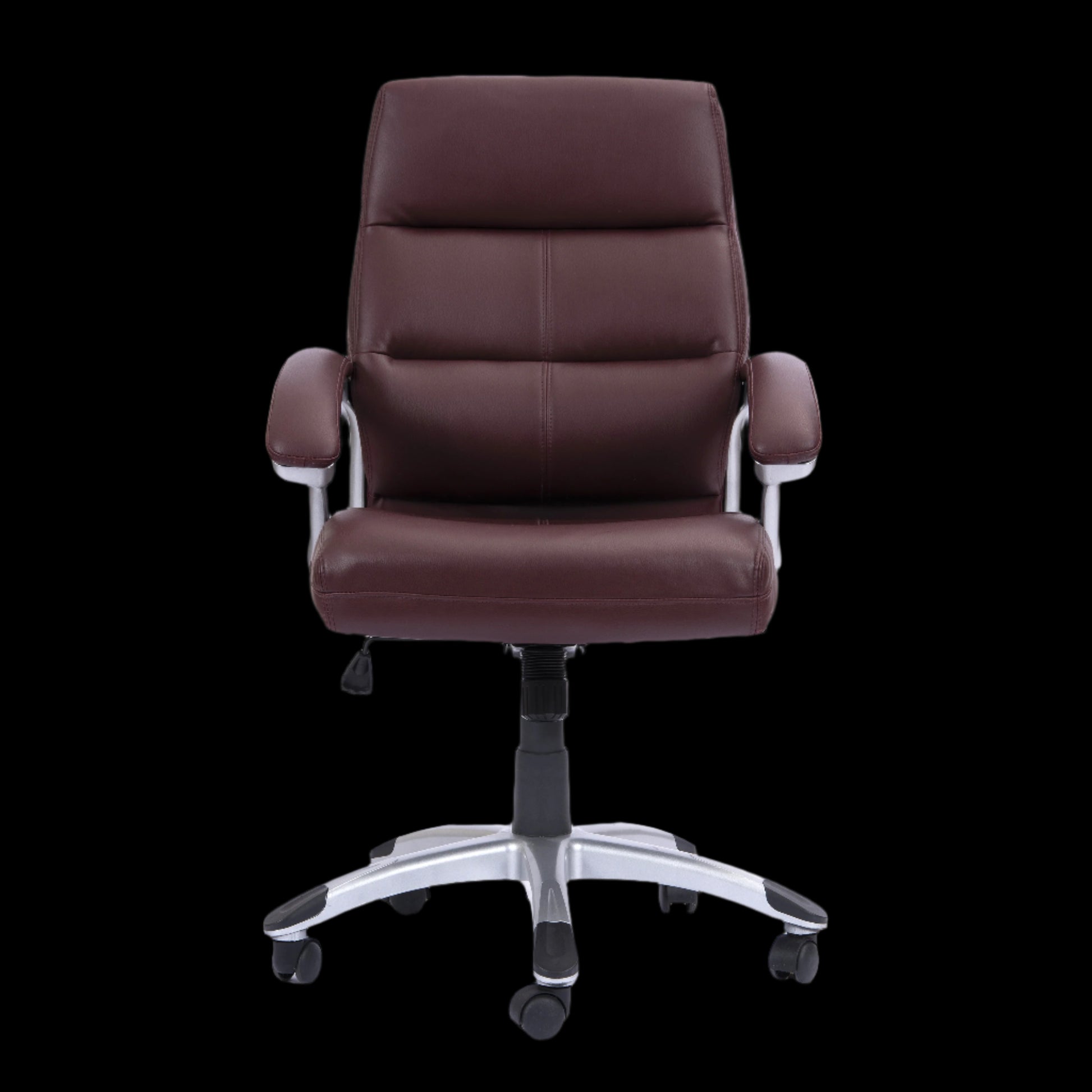 Brown office chair with a black background