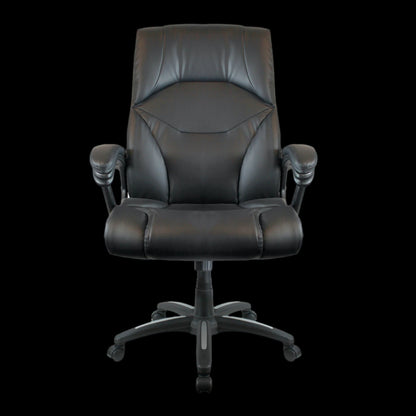 Black office chair on a black background