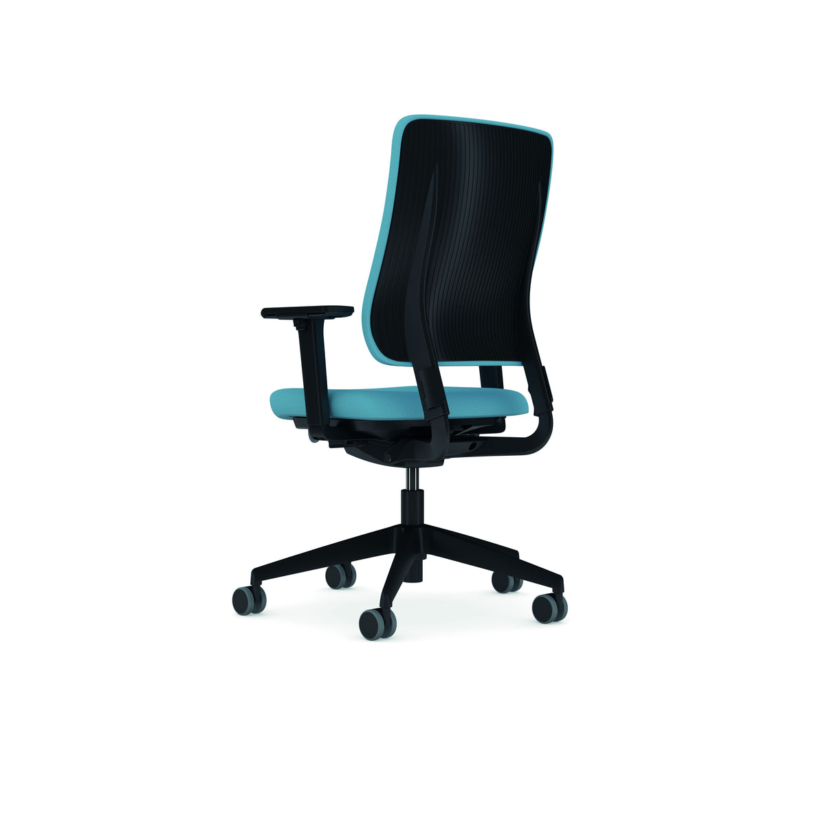 Drumback Task Chair - side view showing the backrest profile, seat depth and black five-star base