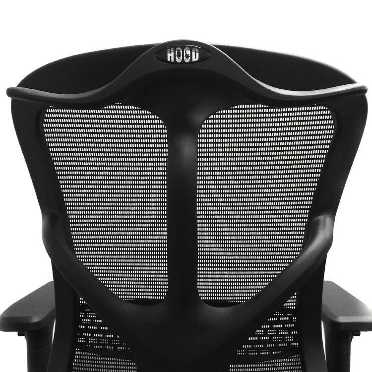 Integrated Coat Hanger - the hanger seen from behind, sitting flush along the top edge of the backrest