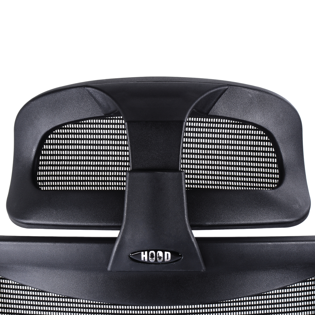 Executive headrest attachment, wide wing mesh profile, black