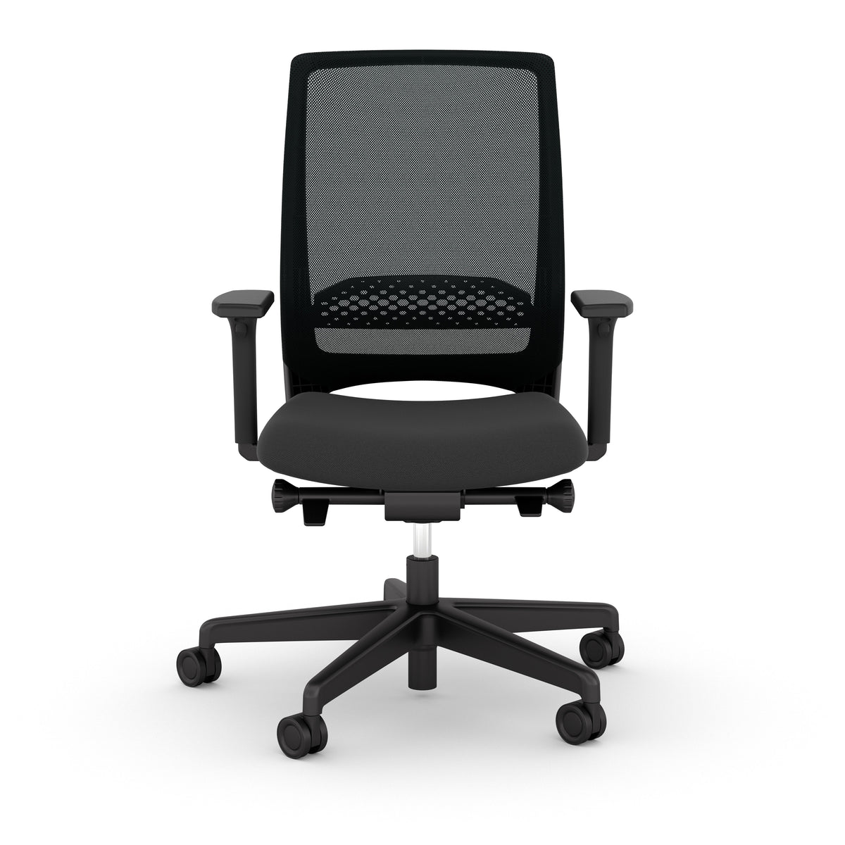 Kickster task chair in black mesh, front view