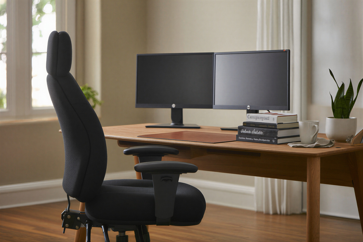 Avon Fabric Chair in a home-office setting, view 2