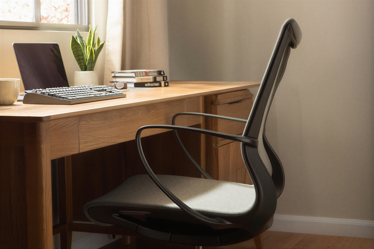 Aeros Fabric Chair in a home-office setting, view 2