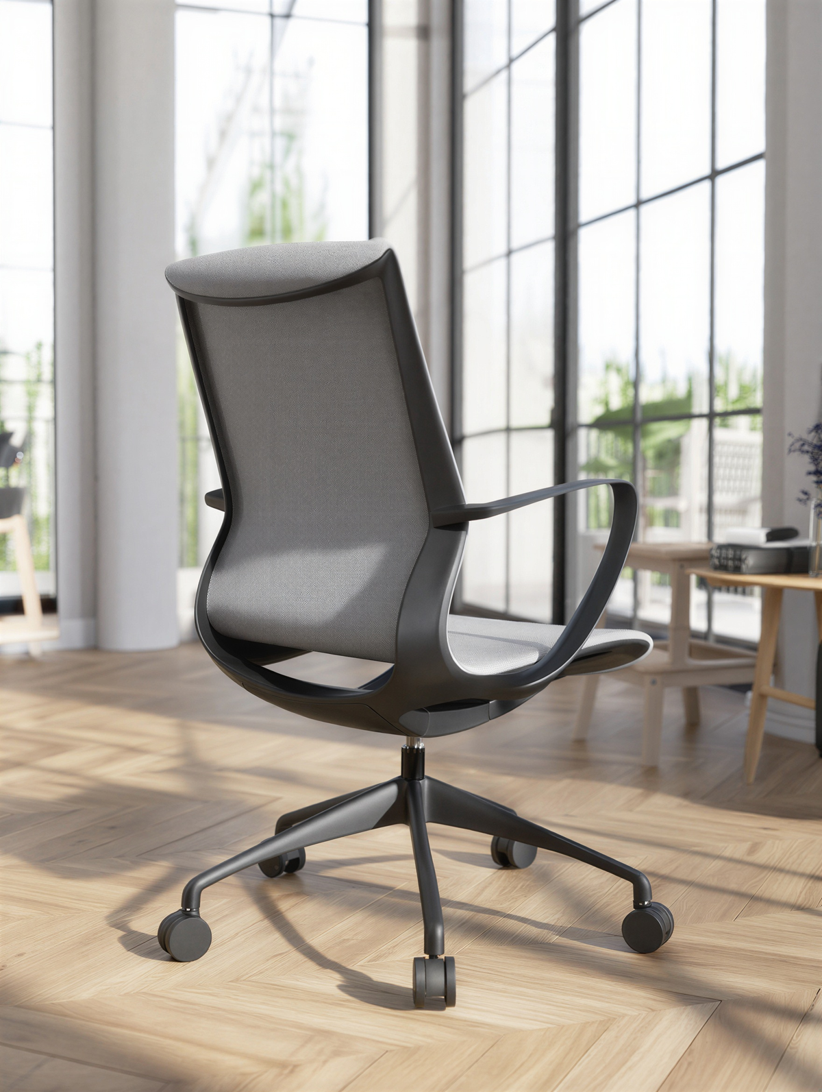 Aeros Fabric Chair in a home-office setting, view 3