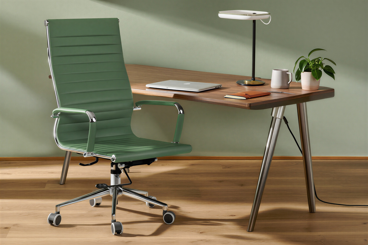 Aura High Leather Chair in a home-office setting, view 2