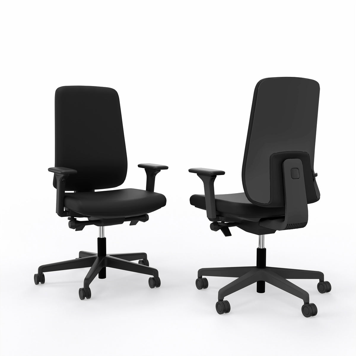 Prompt Too Quick Ship Task Chair in black — front and rear three-quarter views